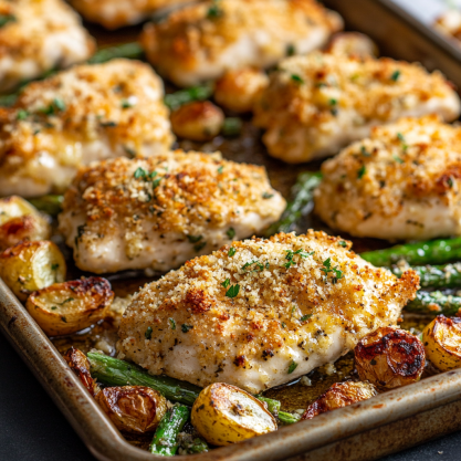 Easy Parmesan Crusted Chicken Sheet Pan Recipe